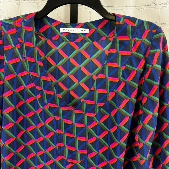 Trina Turk Alisha Silk Blouse No Size - Picture 3 of 5